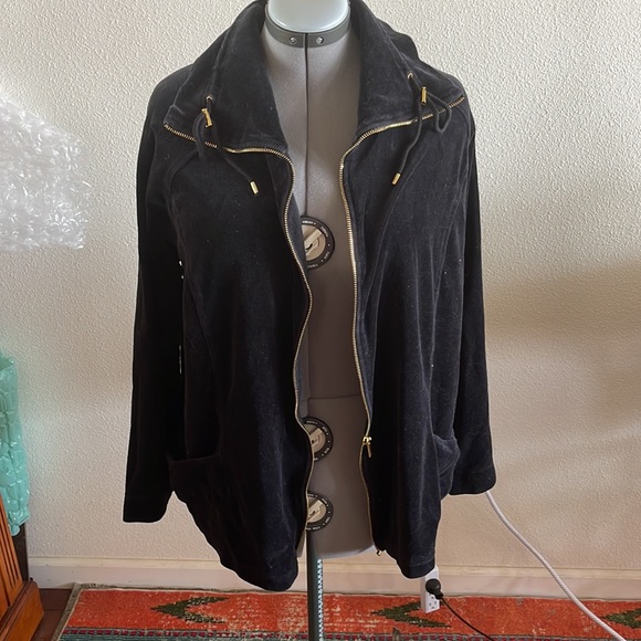 Jones of New York Black velvet type zipper jacket size 3XL Plus Size - Picture 2 of 4